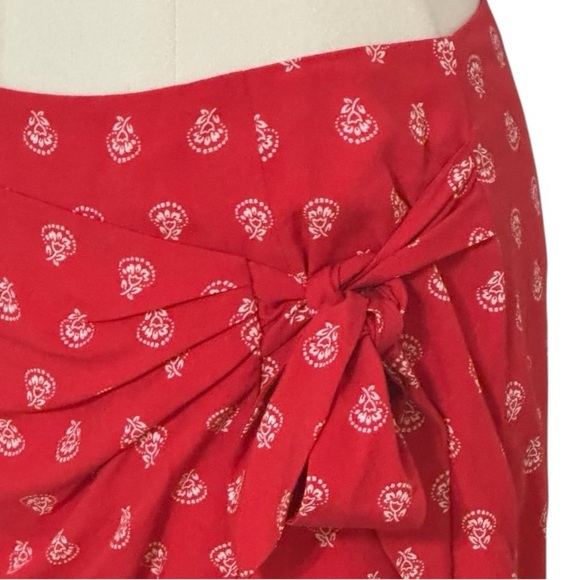 SEZANE Red White Floral Wrap Skirt Mini Size 36 S 4 Concert Party Date Vacation‎ - Picture 4 of 8